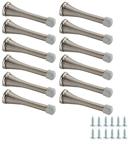 Amazon Basics Feder-Türstopper, 12er-Pack, Nickel gebürstet