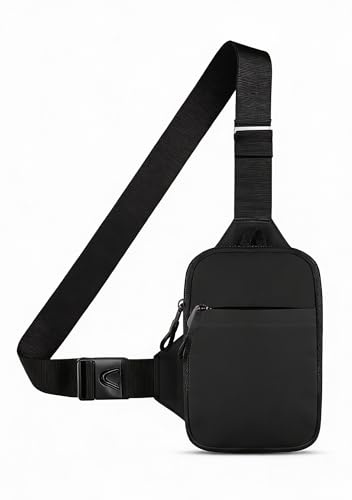 Casecret Umhängetasche Herren Damen Schultertasche Crossbody Bag Sling Chest Klein Handytasche zum Umhängen mit Geldbörse Tasche Wasserdicht Brusttasche Outdoor für iPhone Samsung Bis zu 7.5 Schwarz