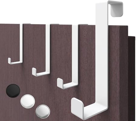4smile Türhaken zum Einhängen, 4er Set - Weiße Kleiderhaken für Tür oder Schrank, vielseitige Haken zum Einhängen - Türgarderobe mit hoher Tragkraft, stabile Türhakenleiste