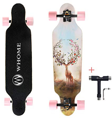 WHOME Longboards – 31 Zoll Kleines Longboard Cruising Skateboard – für Erwachsene/Kinder Mädchen/Jungen Anfänger/Profi inkl. T-Tool