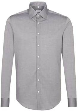 Seidensticker Herren Business-Hemd - Extra Slim Fit - Bügelfrei - Kent-Kragen - Langarm - 100% Baumwolle, Grau (Grau 32), 36 EU