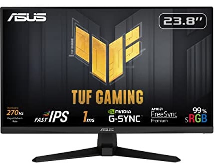 ASUS TUF Gaming VG249QM1A 24 Zoll Full HD Fast-IPS 270 Hz Monitor | 1ms GtG, G-Sync kompatibel FreeSync Premium, 16:9, 1920x1080, DisplayPort, HDMI, schwarz