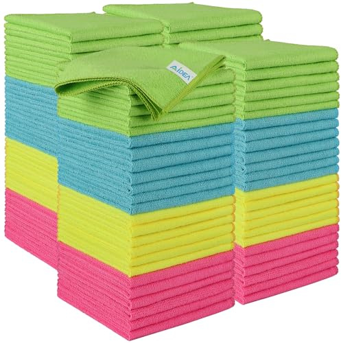 AIDEA Microfasertücher 100 Stück, Mikrofasertücher Mikrofaser Putzlappen Küch Reinigungstücher Geschirrtücher für Haus, Auto, Motorrad, Fenster, 30 x 30 cm