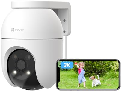 EZVIZ 5MP Pan&Tilt Überwachungskamera Aussen WLAN, 360° Überwachung, Personen-/Fahrzeugerkennung, Zwei-Wege-Audio, Automatischer Verfolgung, Farbnachtsicht, Wetterfest, H.265-Videotechnologie, C8c 3K