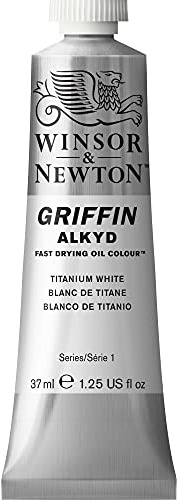Winsor & Newton 8840493 Griffin Alkyd-Ölfarbe schnell trocknende Ölfarbe, hergestellt aus hochwertigen Pigmenten, Lichtecht, 37ml Tube - Titanweiss