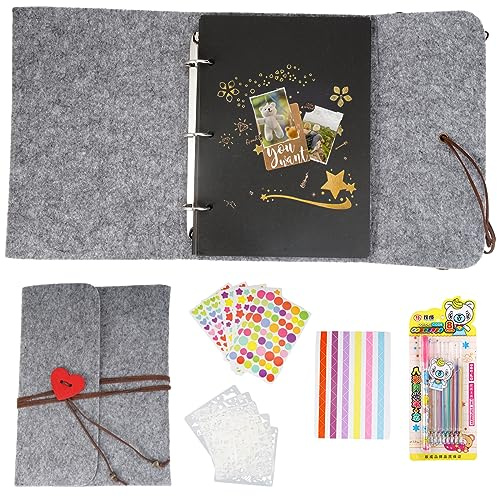 Set Filz Fotoalbum, Fotoalbum Zum Selbstgestalten, DIY Schwarze Seiten Fotobuch, DIY Geschenk für Valentinstag Jahrestag Geburtstag Geschenk (Medium)