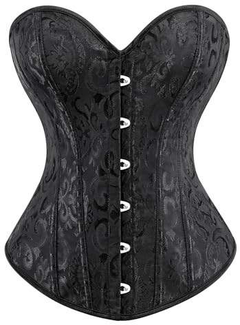 WERFORU Damen Vollbrust Corsage Korsett Top Korsett Damen Gothic Corsagen | Wähle zwischen Jacquard- oder Spitzenstoff! Das Herzausschnitt-Korsett formt Ihre Taille, perfekt für Halloween, Karneval