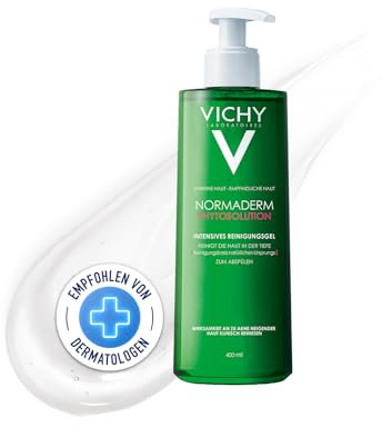 VICHY Intensives Reinigungsgel für unreine Haut, Mildert Unreinheiten und mattiert, Mit Mineralien und Probiotika, Normaderm Phytosolution, 400 ml