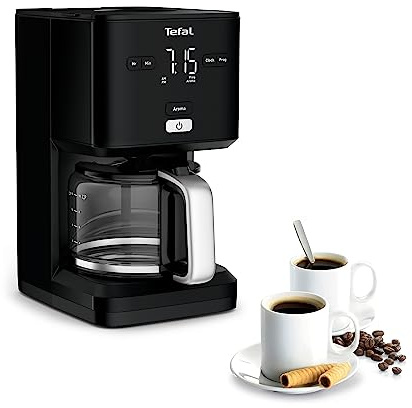 Tefal Smart’n Light Kaffeemaschine mit Timer, programmierbare Filterkaffeemaschine 1,25 l, Aroma-Funktion für intensiven Geschmack, Warmhaltefunktion, tropffrei und leicht zu reinigen, schwarz
