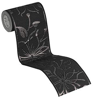 A.S. Création selbstklebende Bordüre - Papierbordüre mit wundervollen Blumen in Schwarz und Kupfer - auf 5,00 m x 0,13 m je Rolle