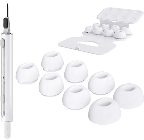 Seltureone 4 Paar Silikontips für Airpods Pro/Airpods Pro 2 Aufsätze | Ohreinsätze Tips mit Reinigungsset & Tragbarem Aufbewahrungskasten, Anti Rutsch Soft Silikon Ersatz-ohreinsätze (XS/S/M/L)