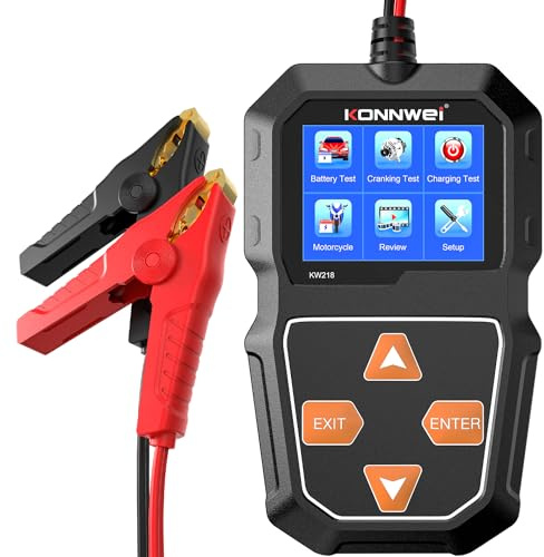 KONNWEI KW218 6V 12V Batterietester KFZ 100-2000 CCA Ladesystem Analysator Autobatterie tester Farb-LCD-Display Lichtmaschine Batterieprüfgerät für Motorrad LKW SUV Boots jacht Batterien
