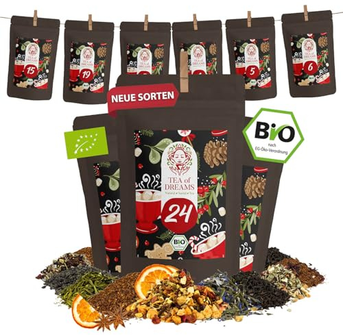 Tee Adventskalender 2026 Bio - Geschenk für Frauen und Männer - Mit Liebe gefertigt von Menschen mit Behinderung - 24 x 10g Weihnachtskalender