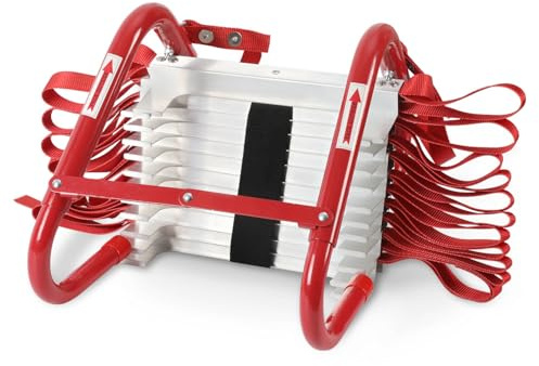 ISOISL 4.5m Aluminium Feuerleiter - Tragkraft 450kg, Einweg-Rettungsleiter mit 3-Sekunden-Entfaltung, Einfache Bedienung ohne Montage, Ideal für Häuser/Büros/Schulen