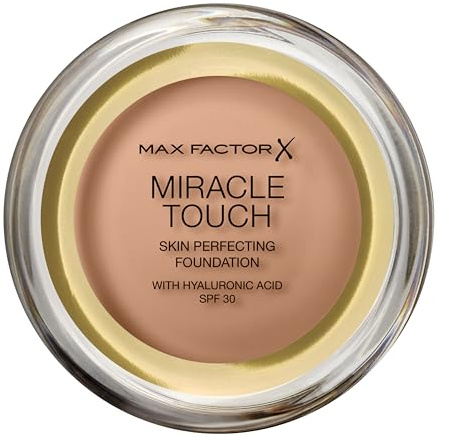 MAX FACTOR - Miracle Touch Foundation - Lightweight Cream To Liquid Formula - SPF 30 & Hyaluronic Acid - 80 Bronze