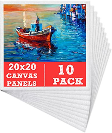 Leinwand zum Bemalen Set (10er Pack) – 20 x 20 cm, Vorgespannte Weiße Künstler Canvas Panel Leinwände - 3mm starkem Malkarton -Geeignet für Acryl und Öl Malerei Sowie zum Skizzieren und Zeichnen