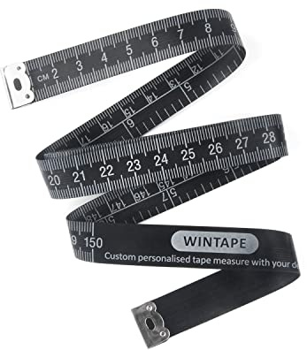 WINTAPE Schneidermaßband/Maßband Körper/Masband körpermaße/Körpermaßband, 150cm Maßband (Schwarz)