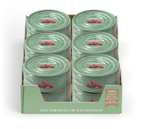 Terra Felis Rind, Famousse Nassfutter für Katzen, 12x80g | 100% Lebensmittelqualität aller Rohstoffe, hergestellt in Bayern, zucker- und getreidefrei, Alleinfuttermittel