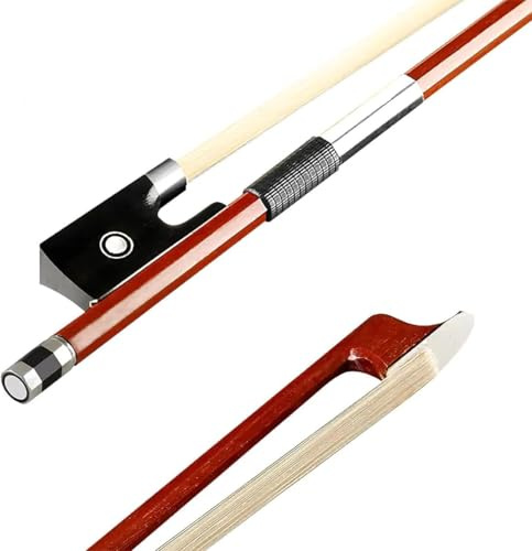 Ecotown Professioneller 1/2 Violinbogen - Brasilholz, Ebenholzfrosch, weißes Rosshaar, handgefertigt & ausgewogen für Schüler & Fortgeschrittene