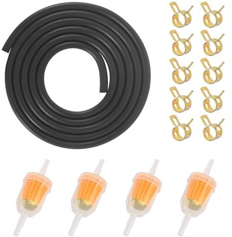 Benzinschlauch Kit, Kraftstofffilter Diesel, Benzinfilter mit 3m Benzinschlauch + 4 Filtern + 10 Schlauchschellen Benzinfilter Moped Inline Kraftstofffilter Set für Auto Motorrad Roller