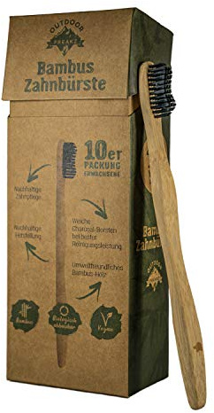 OUTDOOR FREAKZ Bambus Zahnbürste (10er Erwachsene: 5 x Schildkröte + 5 x Vogel)