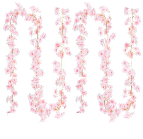 2 Stück Kirschblüten Girlande, Hochzeit Deko, Rosa Party (Hellrosa, 3,6M)