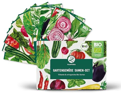 Plantura Bio-Gartengemüse Samen-Set, samenfestes Bio-Saatgut, keimstark für Beet & Hochbeet, 10 ertragreiche Sorten, für über 300 Pflanzen