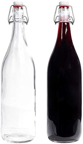 mikken 2 x Glasflasche 1 Liter mit Bügelverschluss aus Porzellan inkl. Etiketten