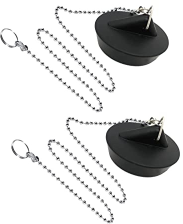 TSHAOUN 2 Stück Universal Waschbeckenstöpsel Edelstahl Kugelkette, mit Haken für Küchenspüle Badezimmer Abfluss Stopper Stöpsel, 44 mm, Ablaufstopfen Größe zwischen 45,5 bis 42 mm