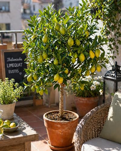 Italienische Limequat - Citrus x floridana, 70-100 cm, Exotischer Zitrusbaum, Pflegeleicht & Ertragreich, Ideal für Terrasse & Wintergarten