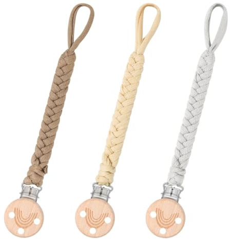 CLDY Cotton Dummy Chain Baby, Schnullerkette Clip, Baumwolle Schnullerband | Cup catcher baby Mädchen und Jungs Schnullerkette Stoff für Lätzchen Dreieckstuch Sauger/Kinderwagen/Halteriemen (3 Stücke)
