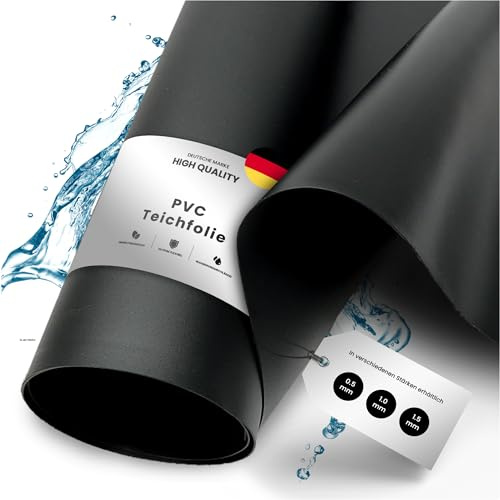 TeichVision - Premium PVC Teichfolie schwarz - Stärke 0,5 mm - 2 m x 10 m/PVC Folie schwarz auch geeignet als Hochbeet Folie wasserdicht