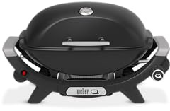 Weber Q2100N Gasgrill, 53 x 38cm Grillfäche, portabler BBQ Grill, 1 Brenner, hoher Deckel, 2-geteilter porzellanemaillierter Guss-Grillrost - Schwarz (1501088)