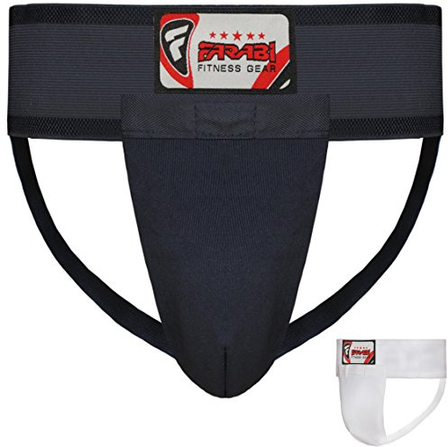 Farabi Sports tiefschutz herren kampfsport tiefschutz MMA Muay Thai suspensorium herren (Black, M)