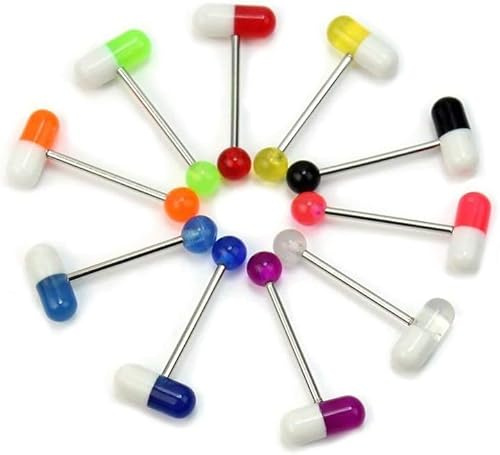 Jowxsx Zungenpiercing-Set, 10 Stück, Barbell, Körperpiercing, Stilvoll und Praktisch