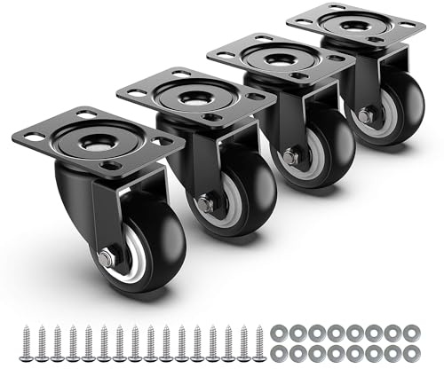 HOLKIE 50mm Möbelrollen - 250kg Gesamtkapazität - 4er Set Schwerlastrollen ohne Bremsen Lenkrollen Transportrollen Rollen für Möbel