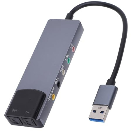VBESTLIFE Externe Soundkarte, 5.1 7.1 Kanal USB -Audioadapter mit Rauschreduktion für Siege 98, ME, 2000 7, 8