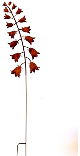 Bornhöft Gartenstecker Glockenblume aus Edelrost Metall Rost Gartendeko Beetstecker 116cm für den Garten