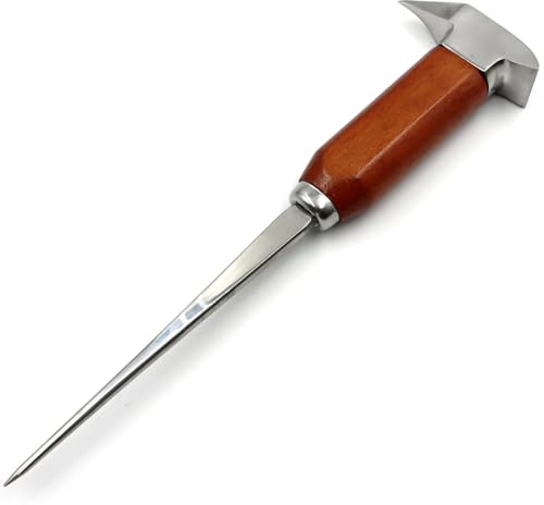 Eispickel aus Edelstahl, Eispickel zum Brechen von Eis, Eispickel mit Holzgriff, Eispickel für Küche, Bars, Barkeeper, beste Eisschnitzwerkzeuge (lang)
