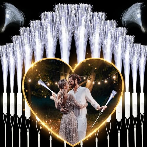 YeahBoom 36 Stück Leuchtwedel Hochzeit,Hochzeit Glasfaserlampe,Glasfaser Leuchtstab,Leuchtstab Kinder,Leuchtstabe Leuchten im Dunkeln,LED Leuchtstäbe,Leuchtstäbe für Weihnachten,Party,Konzert