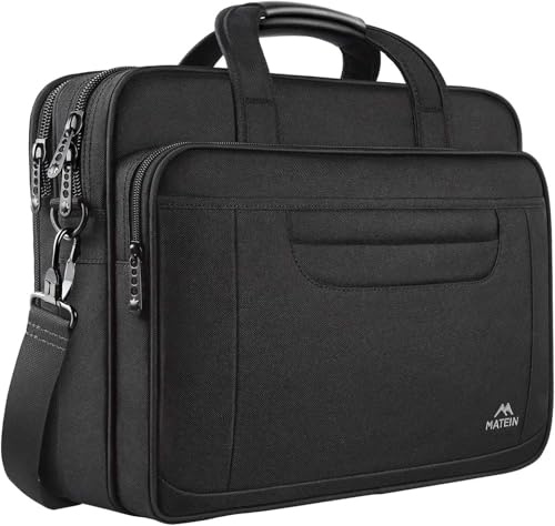 MATEIN Laptoptasche 17 Zoll, Laptoptasche 17+ Zoll, Aktentasche Herren | 17 Zoll Laptoptasche Wasserdicht, Notebooktasche Arbeitstasche Umhängetasche Laptop Bag, Bürotasche für Arbeit, Büro, Schwarz