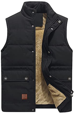 KEFITEVD Herren Weste Winter Fleece Ärmellos Jacke Winddicht Bodywarmer | Fleece gefütterte Bodywarmer mit winddichter Schale hält warm. Mehrere Taschen für Handy und Werkzeuge zum Angeln oder
