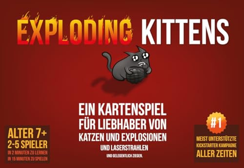Exploding Kittens, Exploding Kittens, Grundspiel, Partyspiel, Kartenspiel, 2-5 Spieler, Ab 7+ Jahren, 15+ Minuten, Deutsch