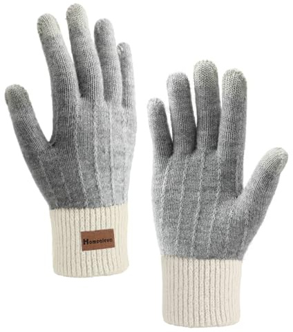Homealexa Winterhandschuhe Touchscreen Handschuhe Strick Fingerhandschuhe Sport Warm und Winddicht Winterhandschuhe für Skifahren Radfahren und SMS, Geeinget für Damen und Herren
