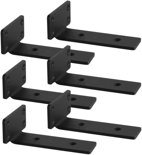 Regalhalterung,Schwerlastwinkel,Schwerlastkonsole,Winkel schwarz,Regalwinkel Metall 90 grad für Regale, Schwerlastträger unterstützung DIY (5mm dick),15cm 6 Stück