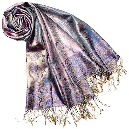 Lorenzo Cana Pashmina Schal Schaltuch jacquard gewebt 100% Seide Paisley Muster Seidenschal Seidentuch Seidenpashmina mehrfarbig 70 x 190 cm