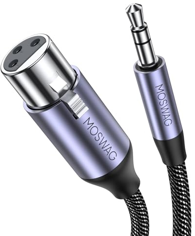 MOSWAG XLR (Female) auf klinke 3,5mm Mikrofonkabel, 3.5mm TRS zu XLR weibliches 3 Pin Mikrofonkabel kompatibel mit Lautsprecher, Mikrofon (1M)