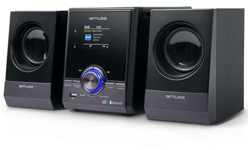 MUSE Stereoanlage, Kompaktanlage mit CD-Player & DAB Radio, Mini Stereoanlage mit 2 Lautsprecher, Musikanlage mit FM/DAB+ Digital-Radio, Bluetooth & AUX, MP3 & Spotify, Musik-Anlage Kompakt
