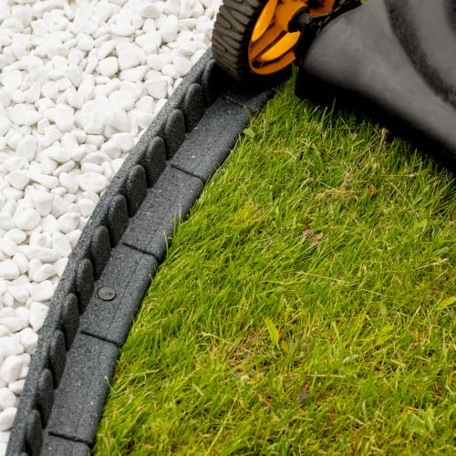 Flexible Rasenkante aus Recyceltem Gummi 4,6 Meter - Rasenmäherfreundliche Mähkante - Leicht zu verarbeitende Rasenkantensteine - Stabile Beetumrandung & Beeteinfassung 4 x 1,15m, Anthrazit