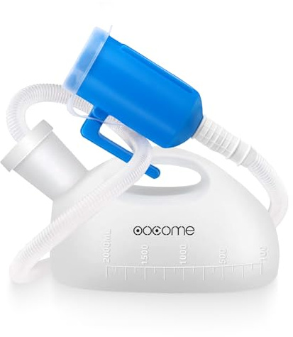 Urinflasche für Männer, OOCOME 2000ml Urinal Bottle Wiederverwendbare Portable Hohe Kapazität Verdickung Männlich Urinal für alten Mann Urin Sammler Urinal System mit 47.2(1,2M) Rohr